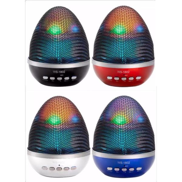 WS-1802 Bluetooth Speaker سماعة بيضاوية الشكل مع اضائة و بلوتوث صوت مناسب للإستماع من الجوال 